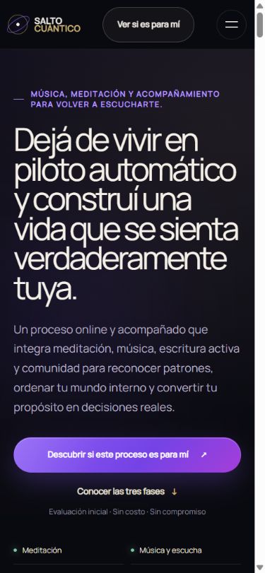 Hero oscuro del prototipo Salto Cuántico con explicación del programa y video de Anton
